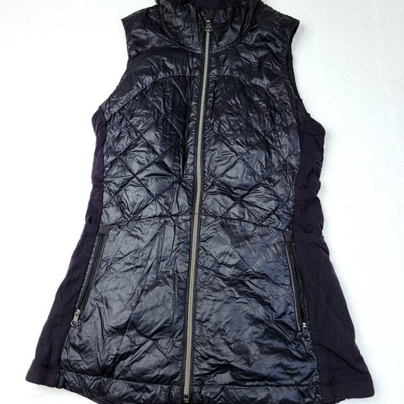 Lululemon Women's Black Down For A Run Slim-Fit Full-Zip Puffer Vest Size 4 - Picture 2 of 7